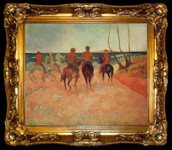 framed  Paul Gauguin Horseman at the beach, ta009-2
